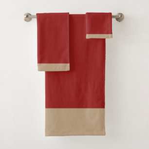 Paprika Rot und Beige Badhandtuch Set