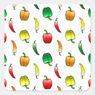 Paprika und lange süße Paprika Quadratischer Aufkleber
