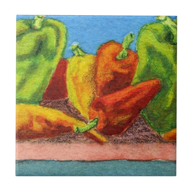 "Paprikaschoten #1" Kitchen Garden Keramik Tile Fliese (Vorderseite)