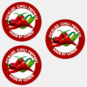 Paprikaschoten aus gepicktem Chili Etiketten