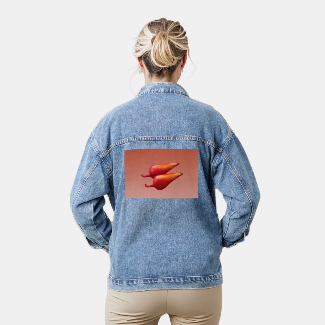 Paprikaschoten aus Rotem Chili Damenjacke Jeansjacke (Modell)
