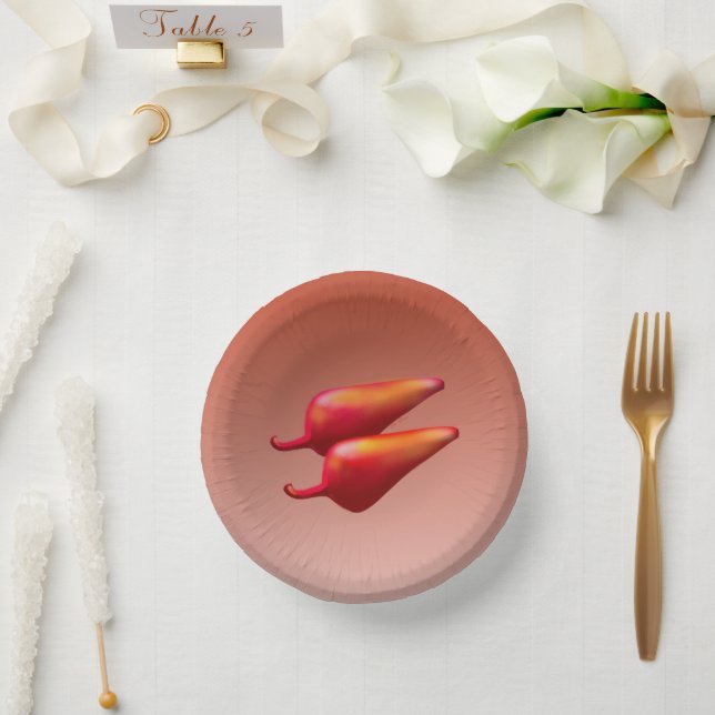 Paprikaschoten aus rotem Chili Pappteller (Hochzeit)
