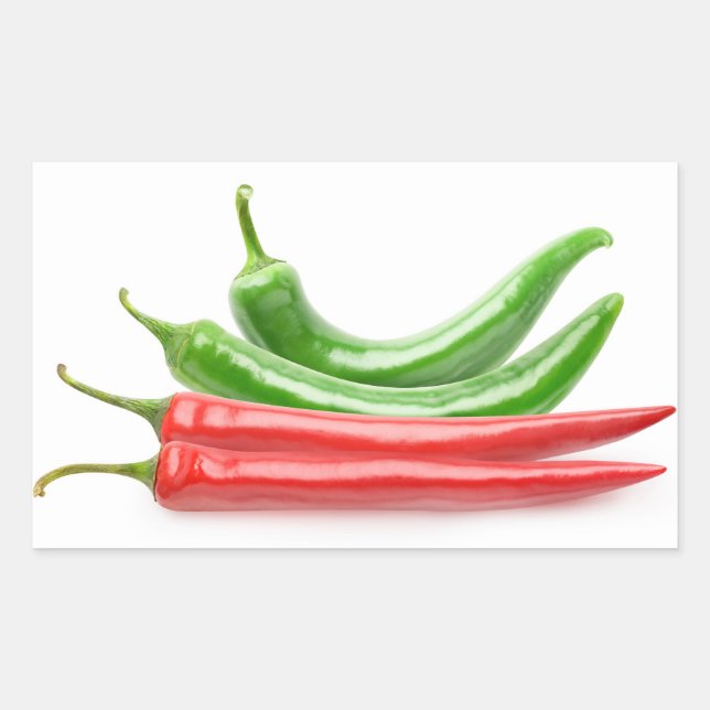 Paprikaschoten aus rotem und grünem Chili Rechteckiger Aufkleber (Vorderseite)