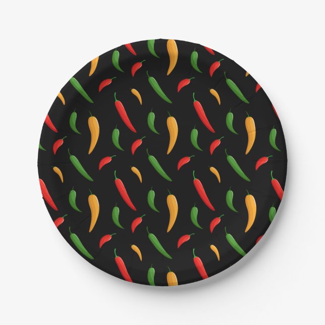 Paprikaschoten aus scharfen Chilis Pappteller (Vorderseite)