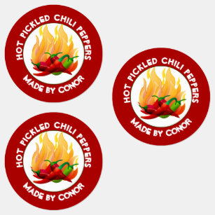 Paprikaschoten aus warmem Chili  Etiketten