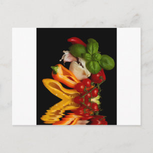 Paprikaschoten-Basilikum-Tomate-Knoblauch Postkarte