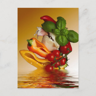 Paprikaschoten Basilikum Tomaten/Paradeiser Knobla Postkarte