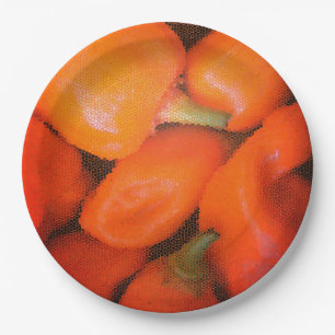 Paprikaschoten des mexikanischen Chilis Orange Spi Pappteller