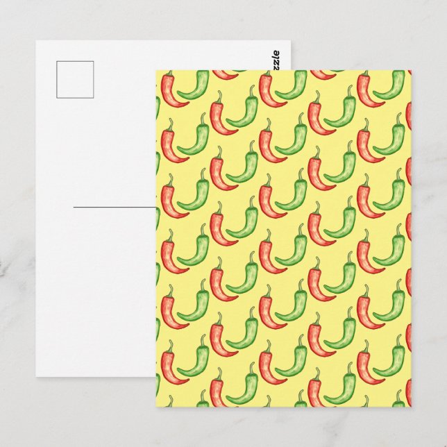 Paprikaschoten in den Farben Rot und Grün des Chil Postkarte (Vorne/Hinten)