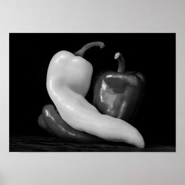 Paprikaschoten in der Liebe Schwarz-Weiß-Fotografi Poster (Vorne)