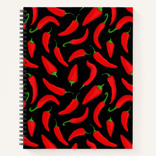 Paprikaschoten mit rauen roten Chilis Grafikmuster Notizbuch (Vorderseite)