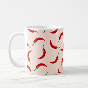 Paprikaschoten mit rotem Chili auf hellem Hintergr Kaffeetasse