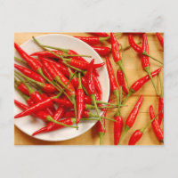 Paprikaschoten mit rotem Chili drucken Postkarte