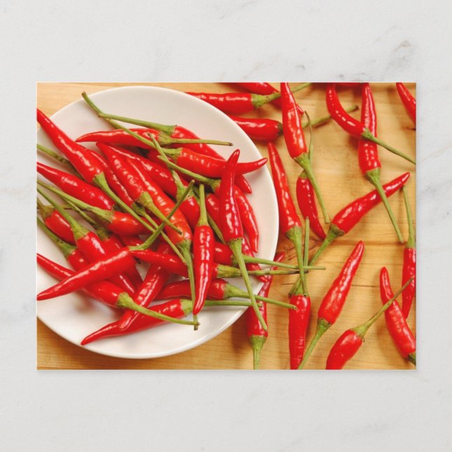 Paprikaschoten mit rotem Chili drucken Postkarte (Vorderseite)