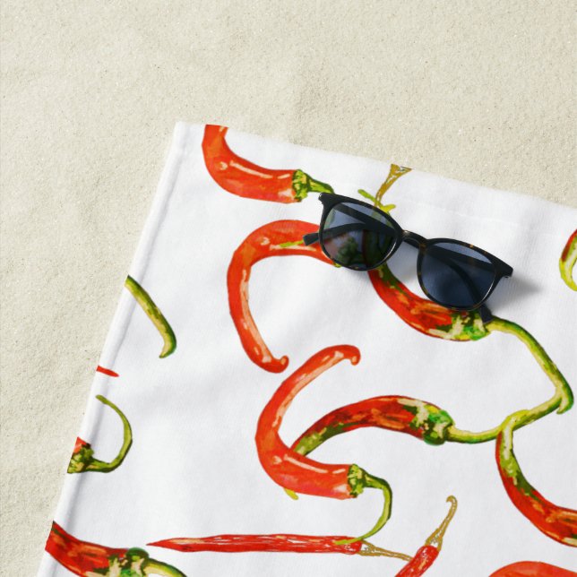 Paprikaschoten mit rotem Chili Pflanze Strandtuch (Beispiel)