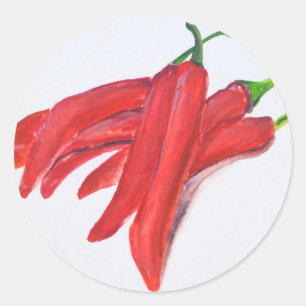Paprikaschoten mit rotem Chili Runder Aufkleber