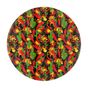 Paprikaschoten mit rotem Chili Schneidebrett