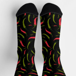Paprikaschoten mit rotem und grünem Chili Kindermu Socken