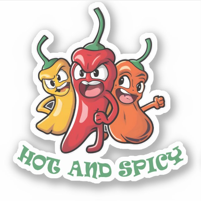 Paprikaschoten mit scharfen Chilis Aufkleber (Vorderseite)