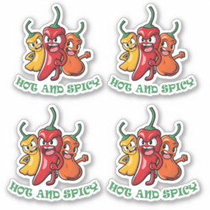 Paprikaschoten mit scharfen Chilis Aufkleber
