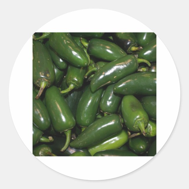 Paprikaschoten von Flamin' Hot Green Jalepeno Art Runder Aufkleber (Vorderseite)