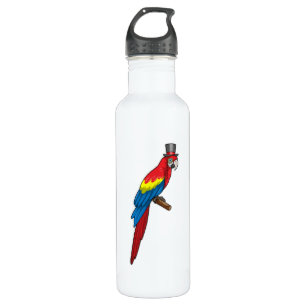 Paprot als Gentleman mit Hut Edelstahlflasche