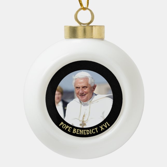 Papst Benedikt XVI. Weihnachtsbaum Keramik Kugel-Ornament (Vorderseite)