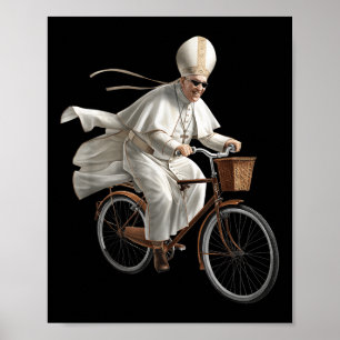 Papst fährt Fahrrad Katholische Kirche Bibel Schri Poster