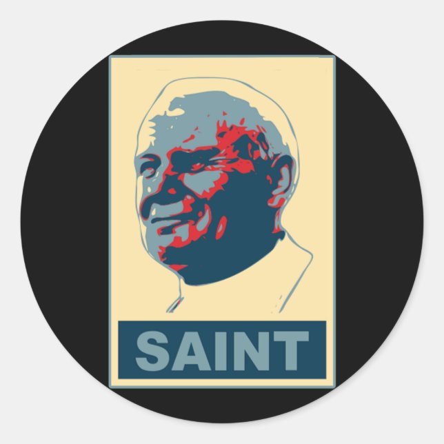 Papst Johannes Paul II Pop Art SAINT Tshirt Runder Aufkleber (Vorderseite)