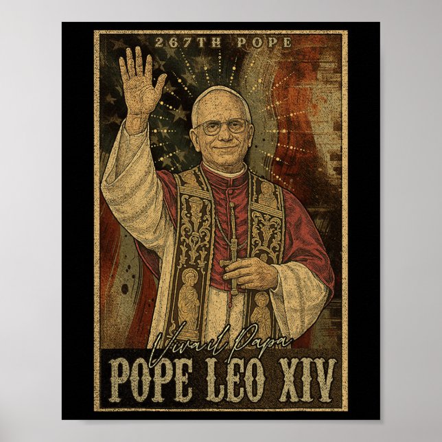 Papst Leo Xiv 14. Erster amerikanischer Papst USA  Poster (Vorne)