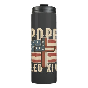 Papst Leo XIV Christliche Kirche Da Papst USA-Flag Thermosbecher