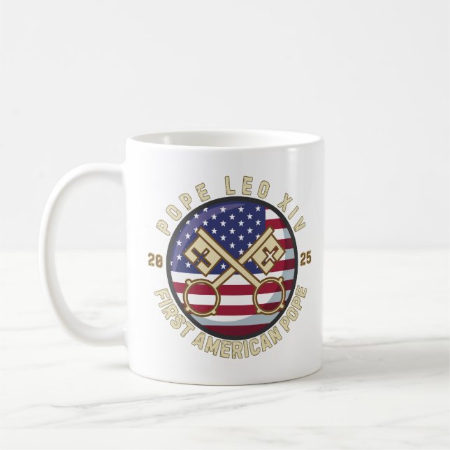 Papst Leo XIV. Historischer Erster amerikanischer  Kaffeetasse (Links)