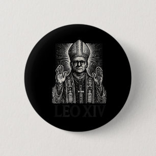 Papst Leo Xiv Holzschnitt Radierung Römisch Kathol Button