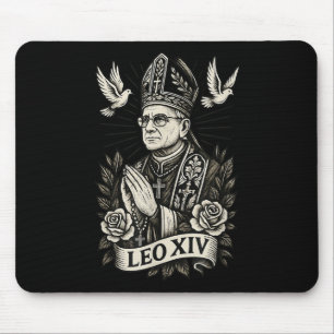 Papst Leo Xiv - Katholische Tattoo Style Christlic Mousepad