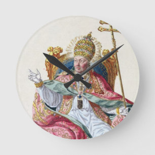 Papst Pius VI (1717-99) von 'Receuil DES Estampes, Runde Wanduhr