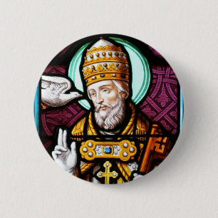 Papst Saint Gregory das große - Buntglas Button
