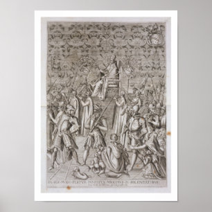 Papst Sixtus V (1521-90) wird zur Zeremonie Poster