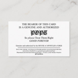 Papstkarten der Discorden Visitenkarte