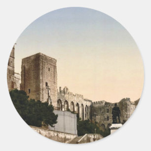 Papstpalast, Avignon, Provence, Frankreich klassis Runder Aufkleber