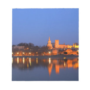 Papstpalast in Avignon und die Rhone bei Notizblock