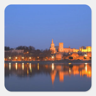 Papstpalast in Avignon und Rhone am Quadratischer Aufkleber