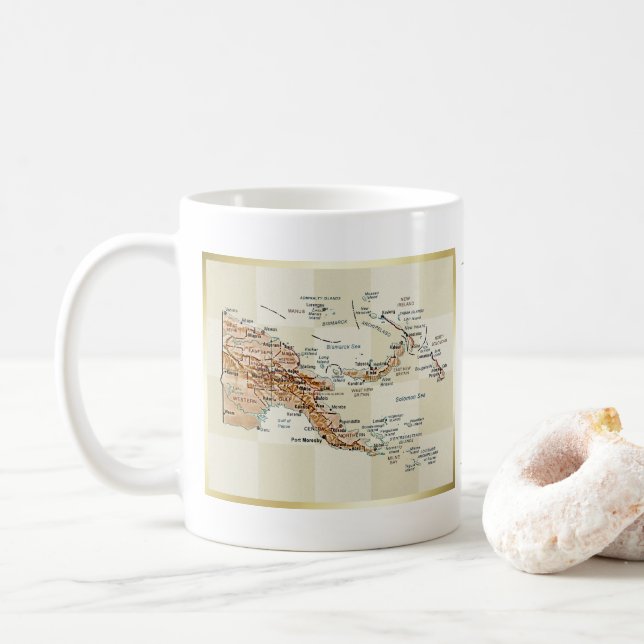 Papua Flag Neue Guinea + Karte Tasse (Mit Donut)