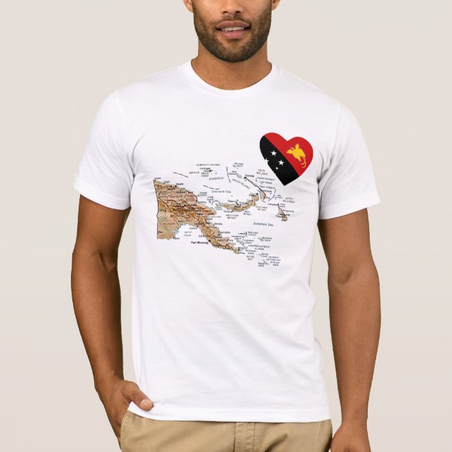 Papua-Neu-Guinea Flaggen-Herz und Karten-T - Shirt (Vorderseite)