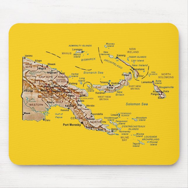 Papua-Neu-Guinea Karte Mousepad (Vorne)
