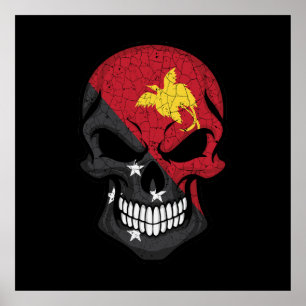 Papua Neue Guinea lächelt Schädelflagge Poster