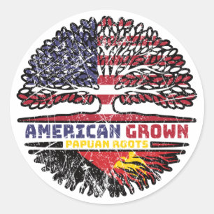 Papua Neue Guinea Papuan American USA Tree Roots Runder Aufkleber