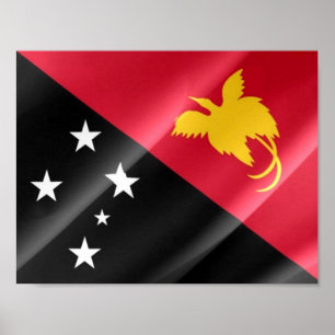 Papua Neue Guinea - Waving Flag - Poster