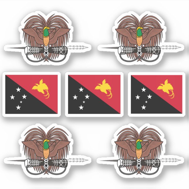 Papua-Neuguineische Symbole / Wappen und Flagge Aufkleber (Vorderseite)