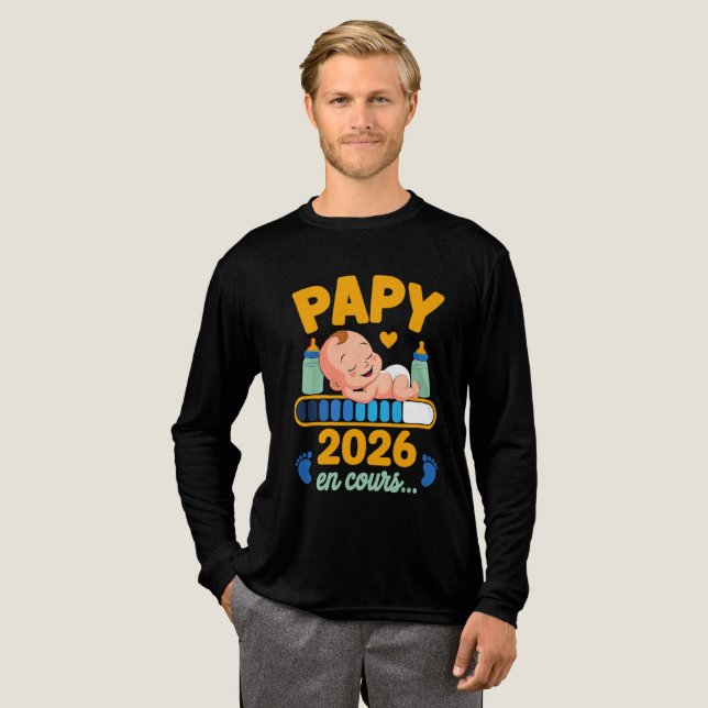 Papy 2026 Idée Annonce Grossesse Futur Grand-Père  Tri-Blend Shirt (Volle Vorderseite)