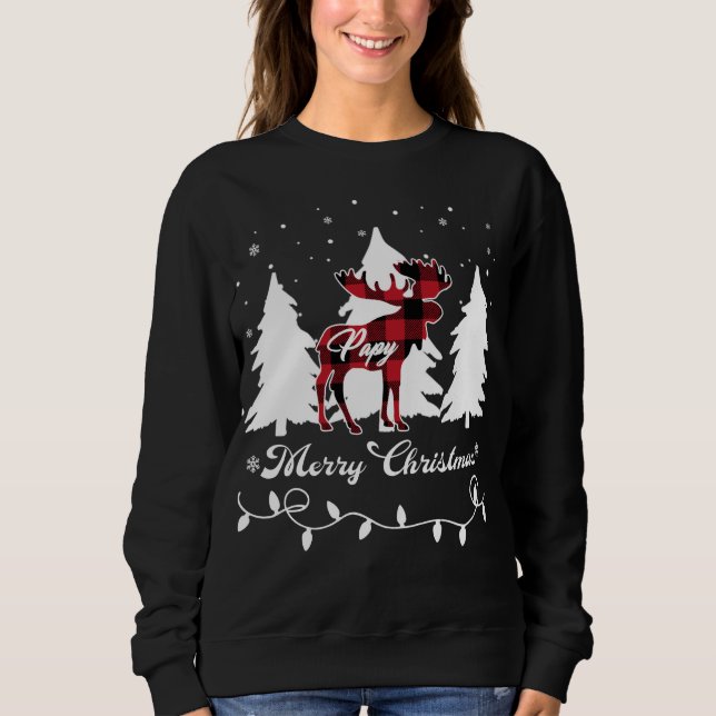 Papy Moose Buffalo Red Plaid Christmas Matching Fa Sweatshirt (Vorderseite)